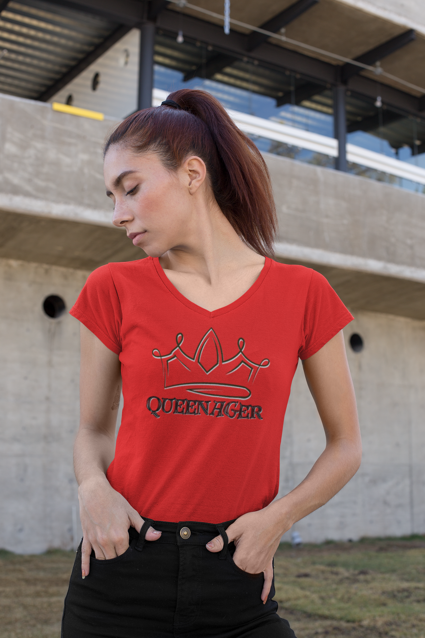 Queenager V-Neck T-Shirt