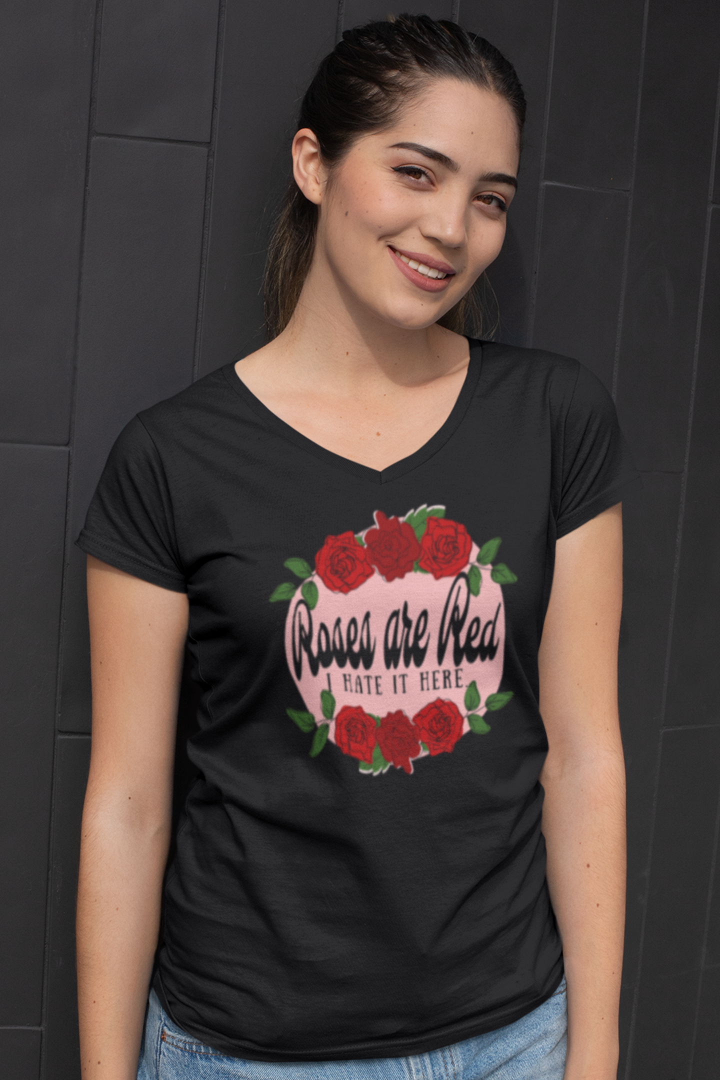 Roses are Red, I Hate it Here V-Neck T-Shirt