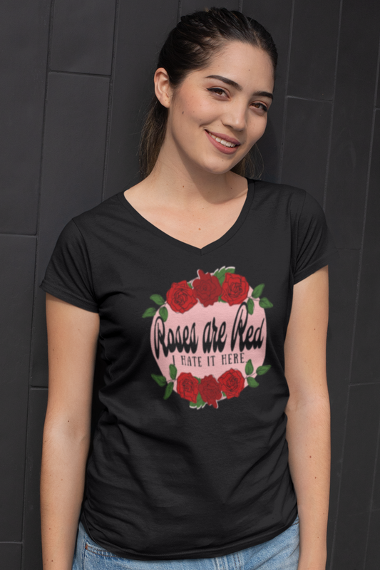 Roses are Red, I Hate it Here V-Neck T-Shirt